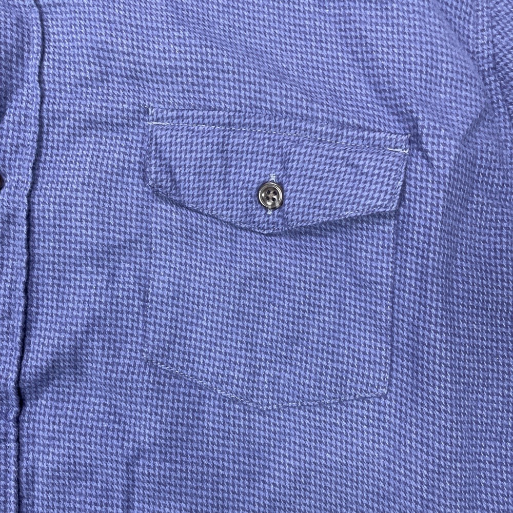 J Crew Shirt Mens XL Blue Cashmere Blend Slim Fit Long Sleeve Button Houndstooth - Picture 4 of 8